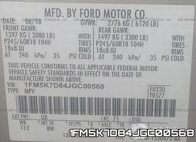 1FM5K7D84JGC00568 фото 10