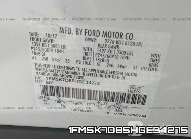 1FM5K7D85HGE34275 фото 10