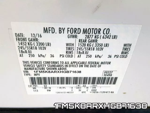 1FM5K8ARXHGB71638 фото 2