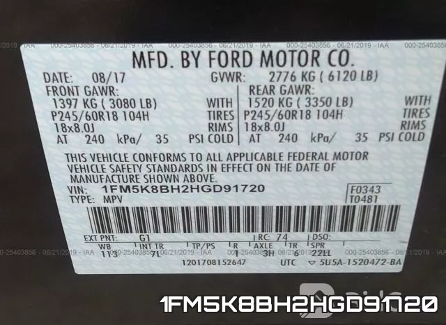 1FM5K8BH2HGD91720 фото 10
