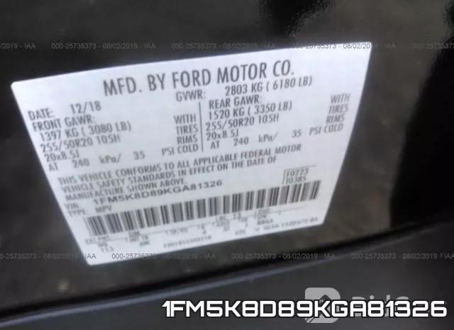 1FM5K8D89KGA81326 фото 10