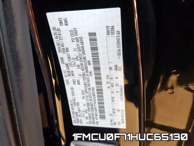 1FMCU0F71HUC65130 фото 2