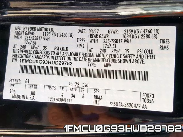 1FMCU0G93HUD29782 фото 2