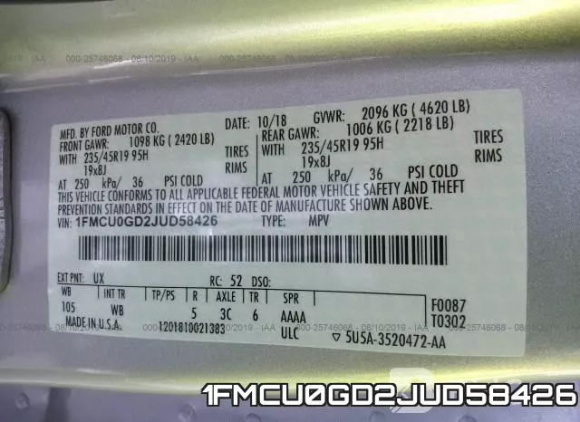 1FMCU0GD2JUD58426 фото 10