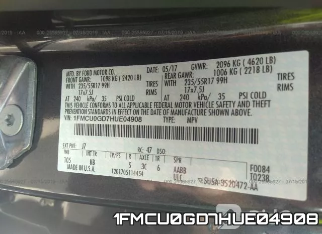 1FMCU0GD7HUE04908 фото 10