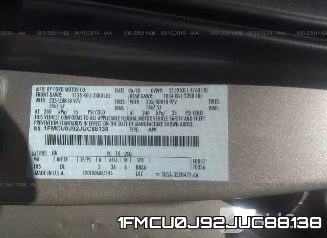 1FMCU0J92JUC88138 фото 10