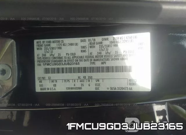 1FMCU9GD3JUB23165 фото 10