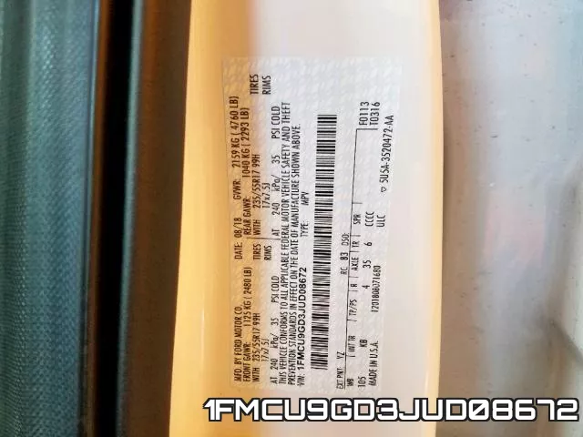 1FMCU9GD3JUD08672 фото 2