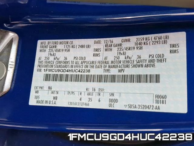 1FMCU9GD4HUC42238 фото 2