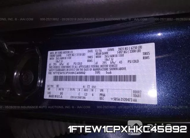 1FTEW1CPXHKC45892 фото 10