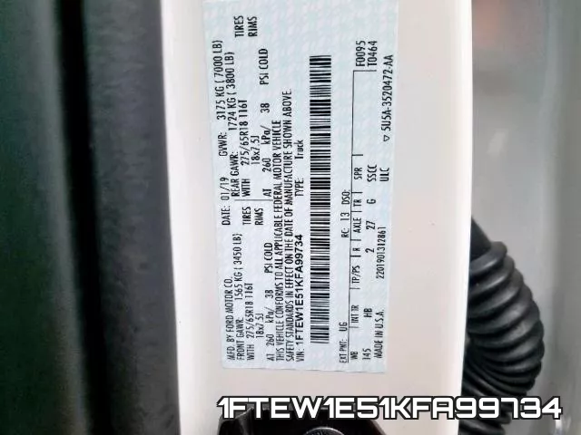 1FTEW1E51KFA99734 фото 2