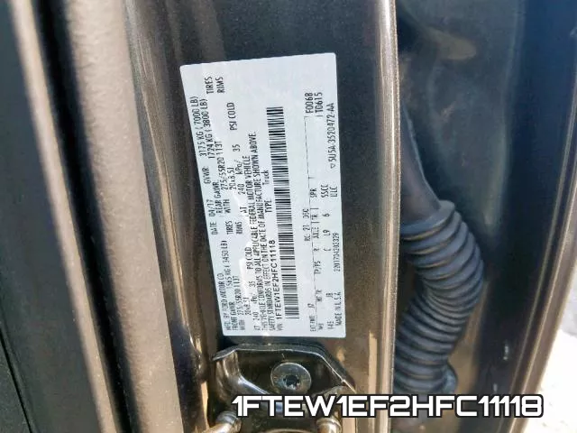 1FTEW1EF2HFC11118 фото 2