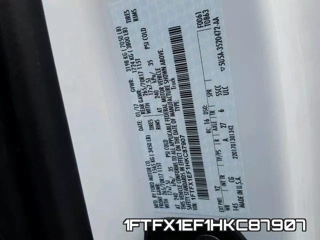 1FTFX1EF1HKC87907 фото 2