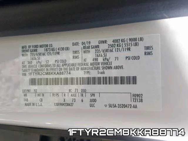 1FTYR2CM8KKA88774 фото 2