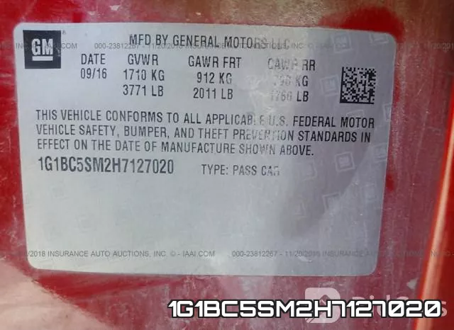 1G1BC5SM2H7127020 фото 10