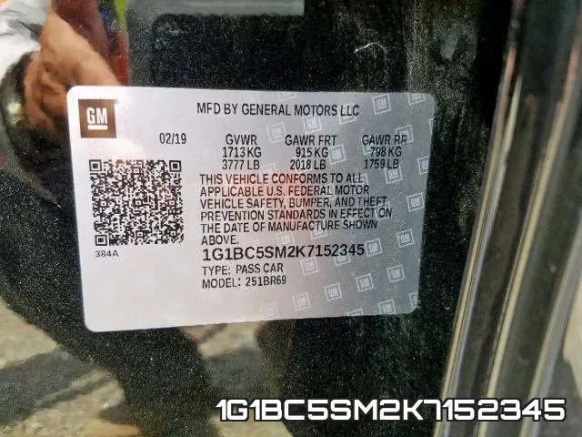 1G1BC5SM2K7152345 фото 2