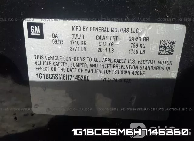 1G1BC5SM6H7145360 фото 10