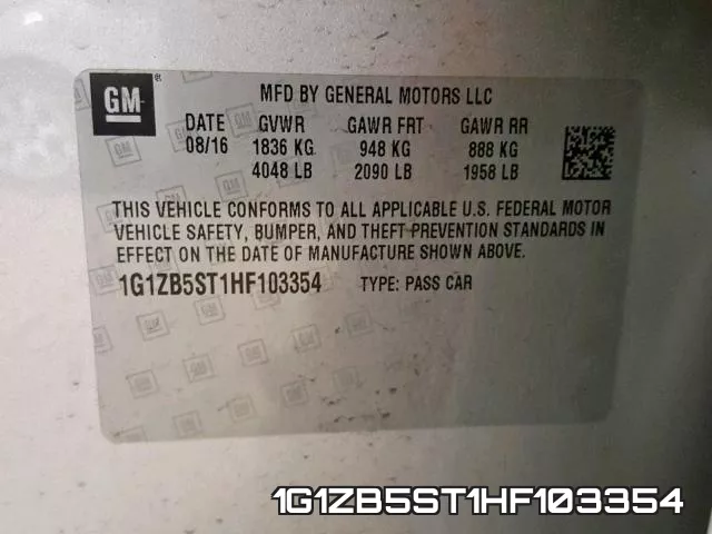 1G1ZB5ST1HF103354 фото 2