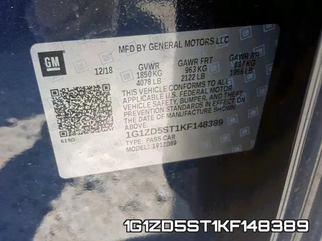 1G1ZD5ST1KF148389 фото 2