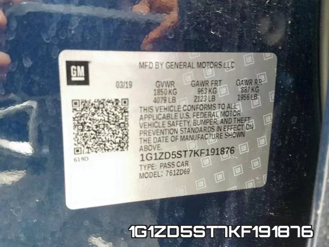 1G1ZD5ST7KF191876 фото 2