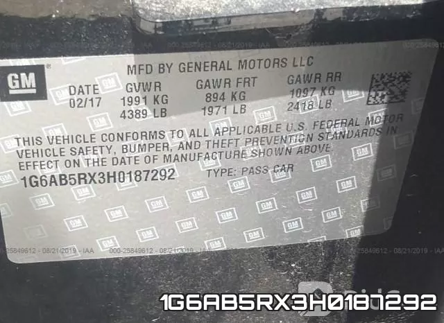 1G6AB5RX3H0187292 фото 10
