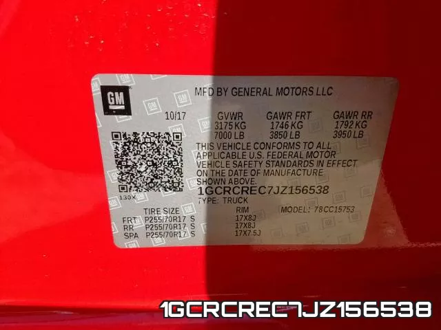 1GCRCREC7JZ156538 фото 2