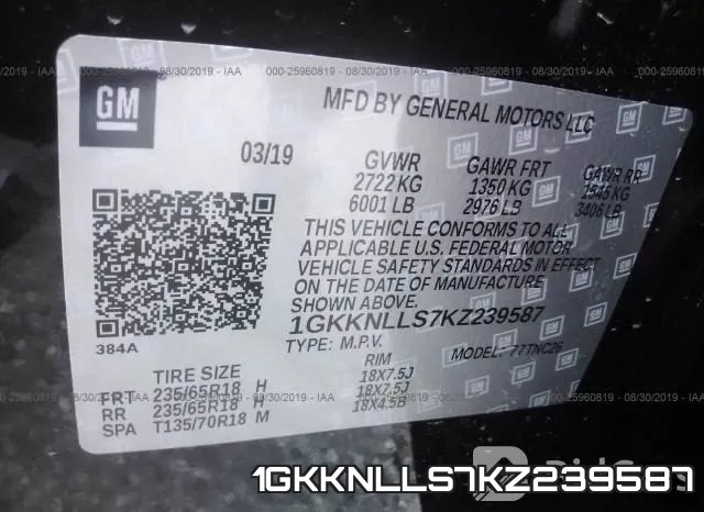 1GKKNLLS7KZ239587 фото 10