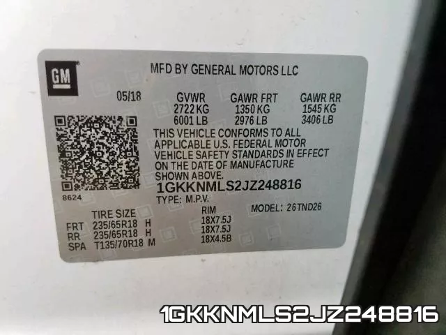 1GKKNMLS2JZ248816 фото 2