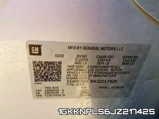 1GKKNPLS6JZ217425 фото 2