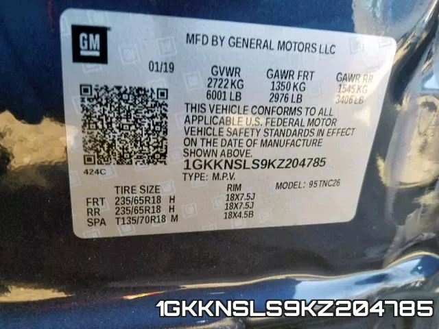1GKKNSLS9KZ204785 фото 2