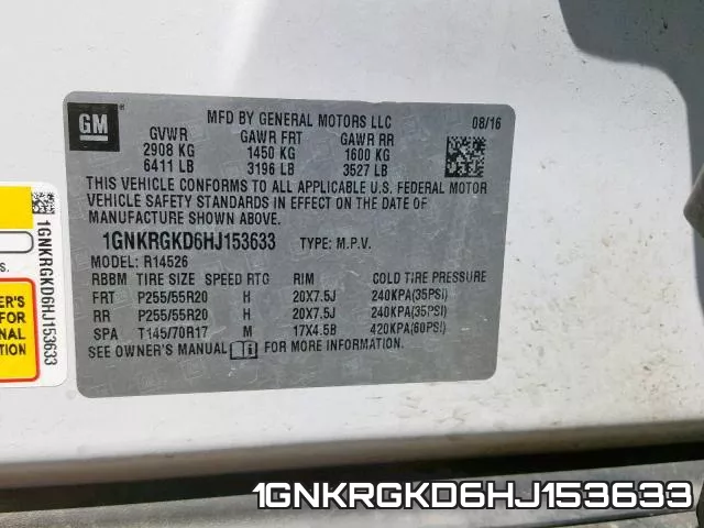 1GNKRGKD6HJ153633 фото 2