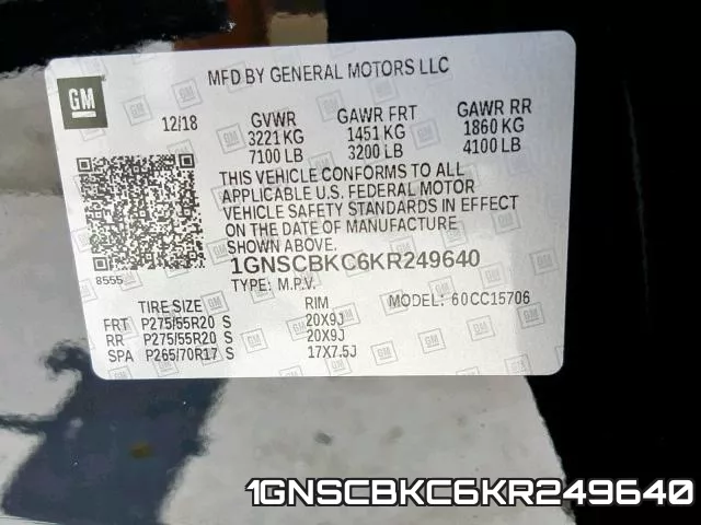 1GNSCBKC6KR249640 фото 2