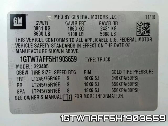 1GTW7AFF5H1903659 фото 2