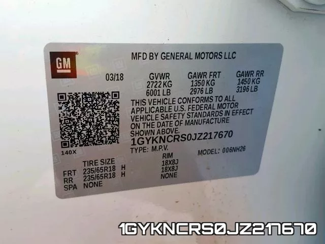 1GYKNCRS0JZ217670 фото 2