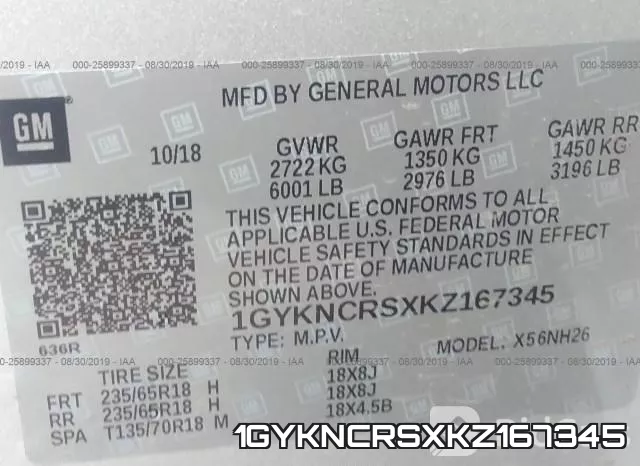 1GYKNCRSXKZ167345 фото 10