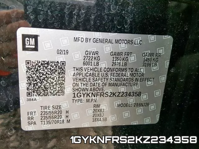 1GYKNFRS2KZ234358 фото 2