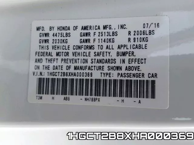 1HGCT2B8XHA000369 фото 2
