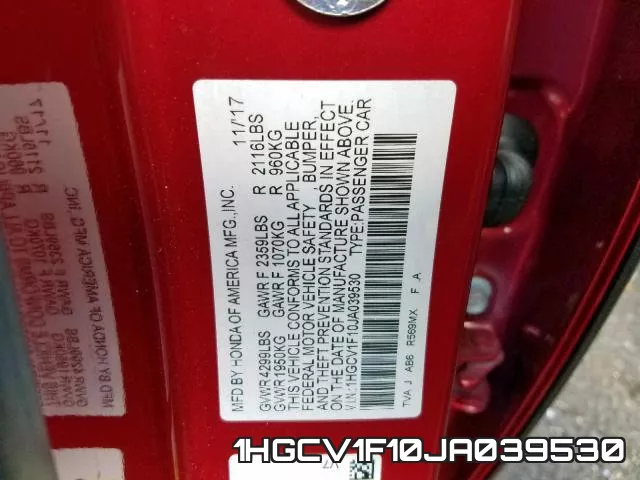 1HGCV1F10JA039530 фото 2