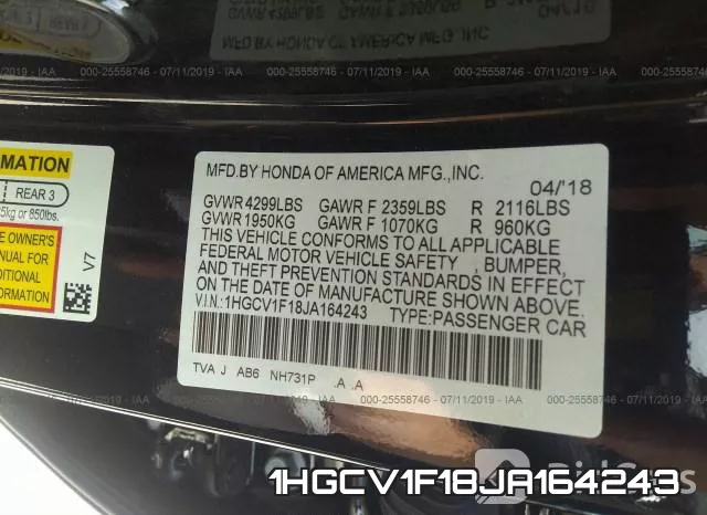 1HGCV1F18JA164243 фото 10