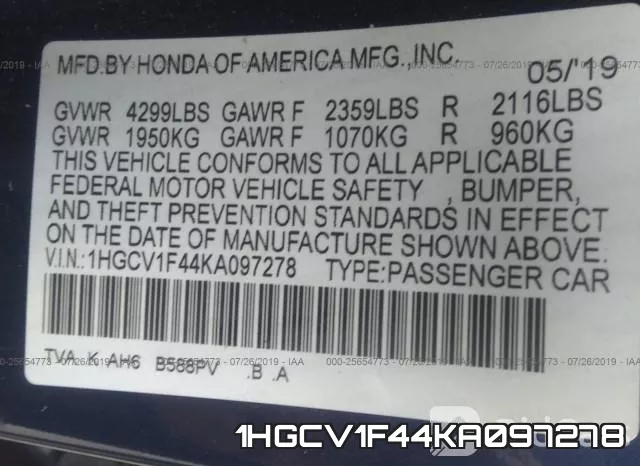 1HGCV1F44KA097278 фото 10