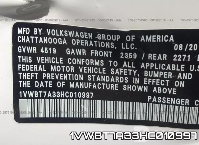 1VWBT7A33HC010997 фото 10