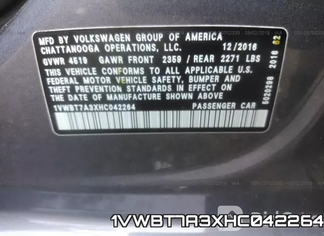 1VWBT7A3XHC042264 фото 10