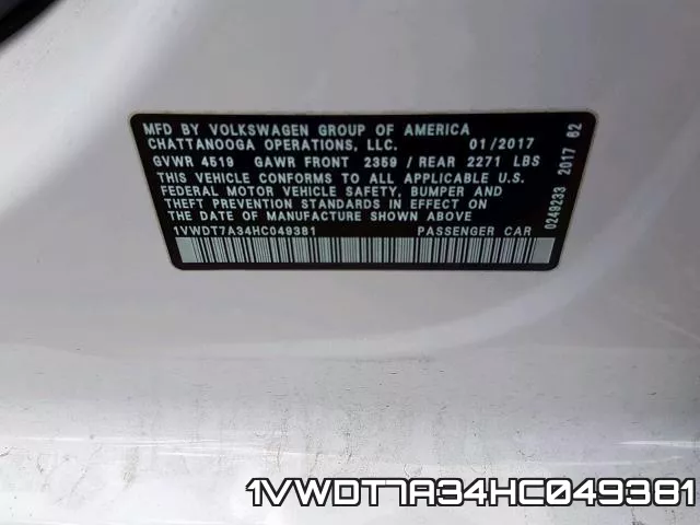1VWDT7A34HC049381 фото 2