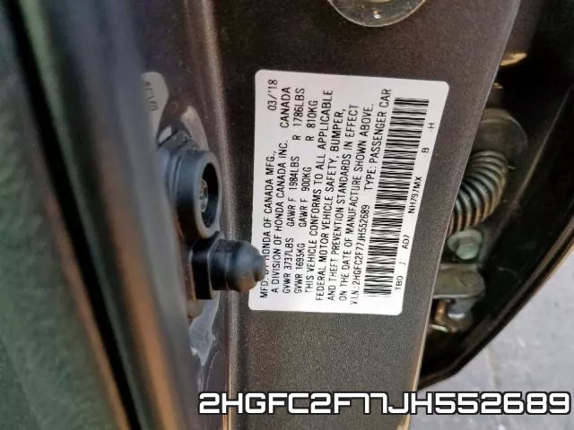 2HGFC2F77JH552689 фото 2