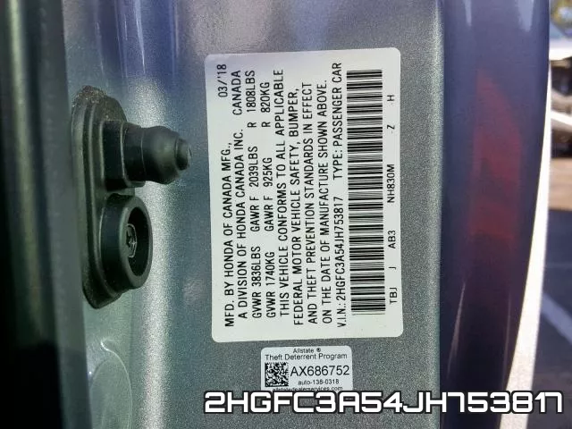 2HGFC3A54JH753817 фото 2