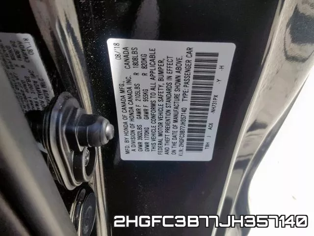 2HGFC3B77JH357140 фото 2