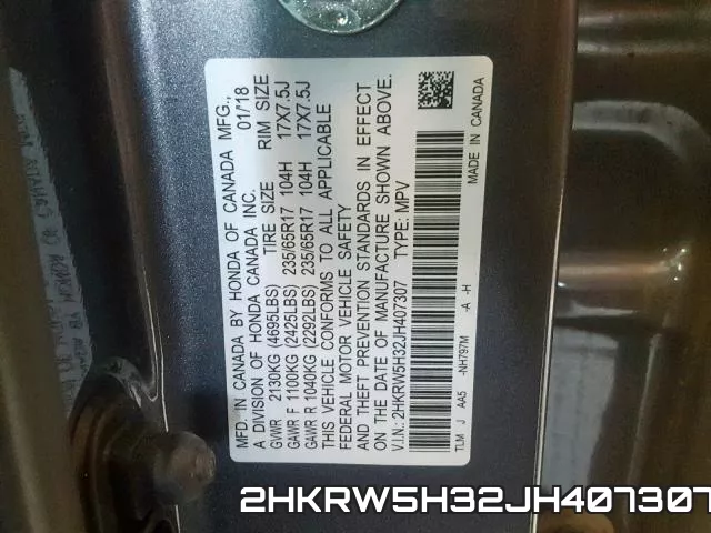 2HKRW5H32JH407307 фото 2