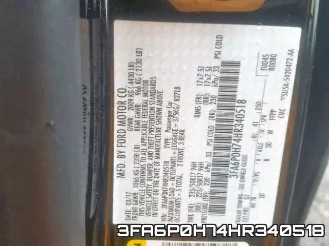 3FA6P0H74HR340518 фото 2