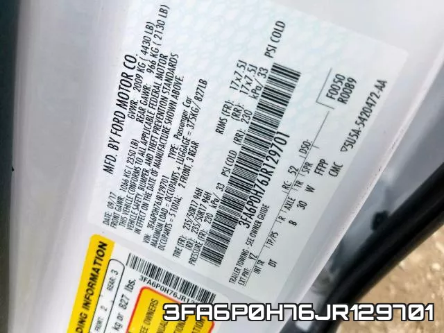 3FA6P0H76JR129701 фото 2