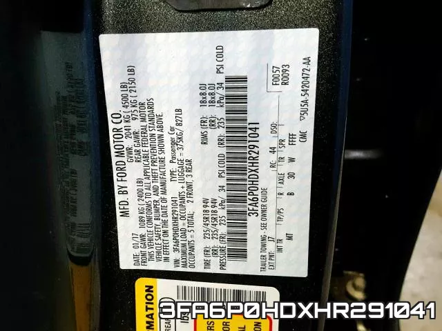 3FA6P0HDXHR291041 фото 2
